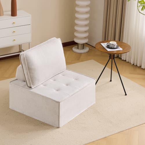 Enkel soffa & sittpuff kombination: Flexibel sittlösning för vardagsrum, sovrum, gästrum eller barnrum White