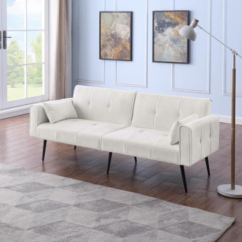 Futon Sovesofa 173 cm, Moderne & Konvertibel som Sofa og Seng, Ideel til Små Rum & Stuer White