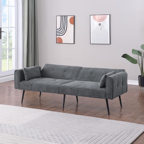 Foldbar sovesofa med justerbart ryglæn, futon som sofa og seng, til lejligheder og små rum Grey