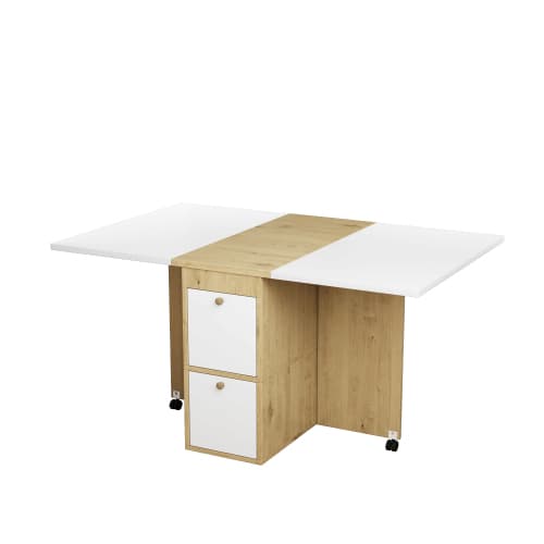 matgrupp, (med matbord, 4 stolar), hopfällbart matbord, 120*80*75cm, utdragbart matbord White+Oak