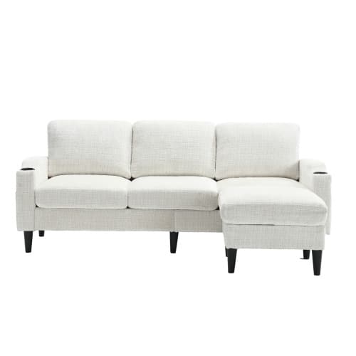Elegant 4-sits soffa med pall & förvaring – sammetsöverdrag & praktiska funktioner Beige