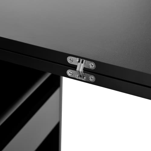 Svart barbord, utdragbart & 360° roterbart - med förvaringsutrymme, glasskåpsdörr & sideboard Black