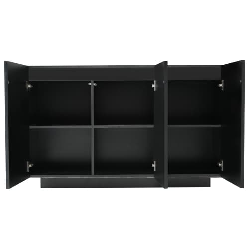 Modern svart LED skänk 120cm - marmoroptik & Bluetooth-ljusstyrning - Vertikal belysning - Praktisk vardagsrumsmöbel Black