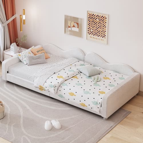 Vit Teddy Spjälsäng 90x200 cm - multifunktionell bäddsoffa med klädda stolar White