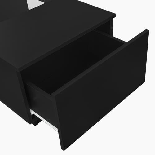 Sofa bord med app-styring & LED-belysning, 2 skuffer, glasplade | Sort, 100x50x35,5 cm | Moderne stuebord Black