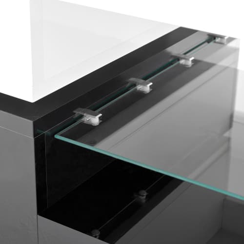 Soffbord med APP/Bluetooth-styrning & LED-stämningsbelysning, 90x45cm, glas/högglans, svart och vitt white
