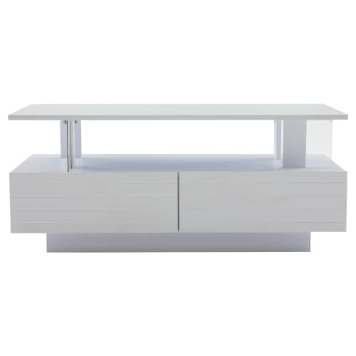 Vitt LED-bord med förvaringsfunktion, akryl LED vardagsrumsbord, sidobord White