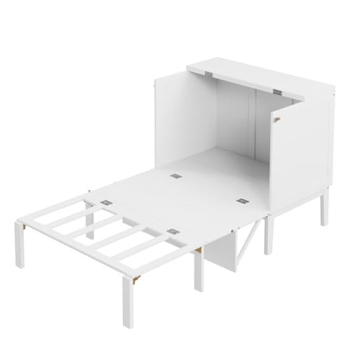 Väggfällsäng 90×200 cm | Vit | Med sängram | Utrymmesbesparande garderobssäng White