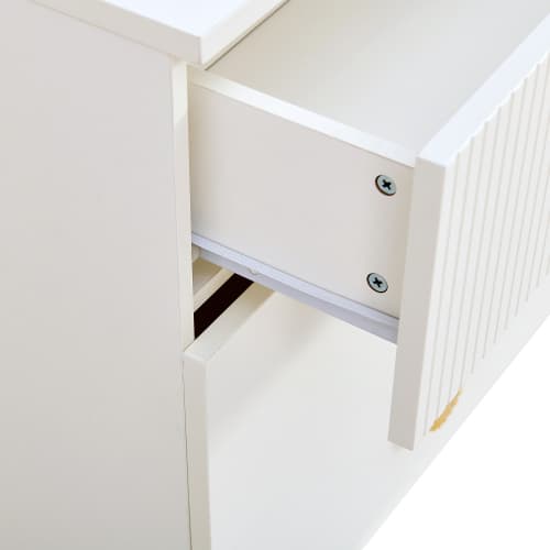 Skänk 120x40x75 cm med 6 lådor - Vit/Guld, MDF & stål, för vardagsrum & sovrum White