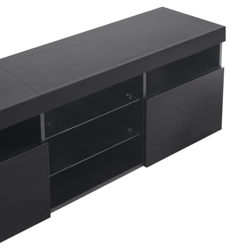 TV-skab 180 cm sort med LED-belysning, lyst panel & opbevaring til stuen Black