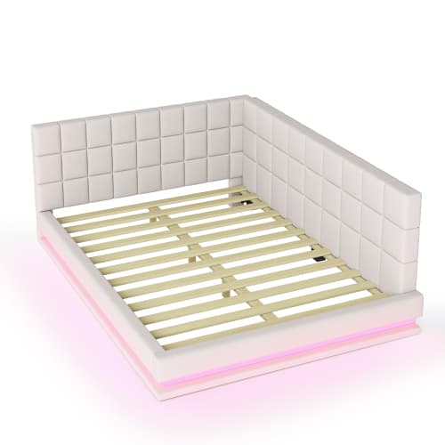 Dubbel bäddsoffa 140x200 - med LED & USB | Multifunktionssäng | Inkl. badkarshylla Beige