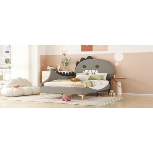 Grå dinosauriesäng 90x200 cm | Modern platt sängdesign Gray