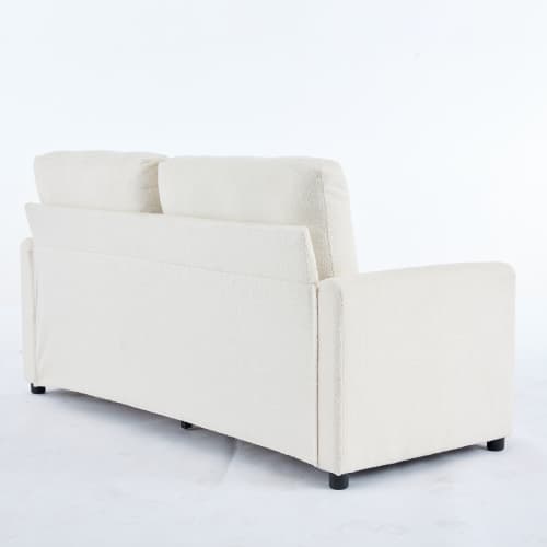 Elfenbensvit 2-sitssoffa med creppstruktur: vardagsrumssoffa med dubbel lådförvaring & modern design lvory