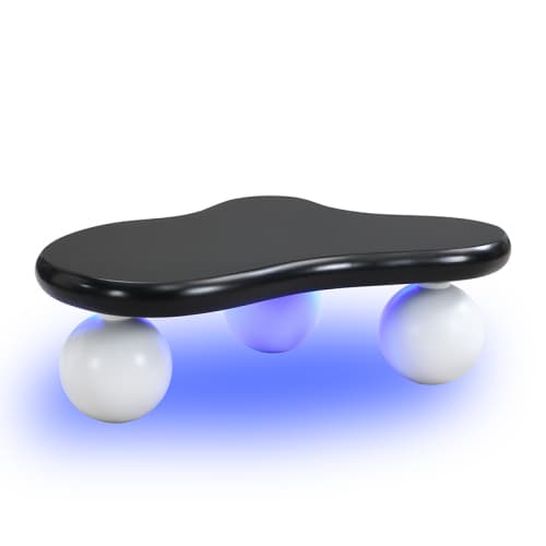 Cloud Style soffbord med LED-belysning – Modernt soffbord med 16 färger & runda ben Black + White