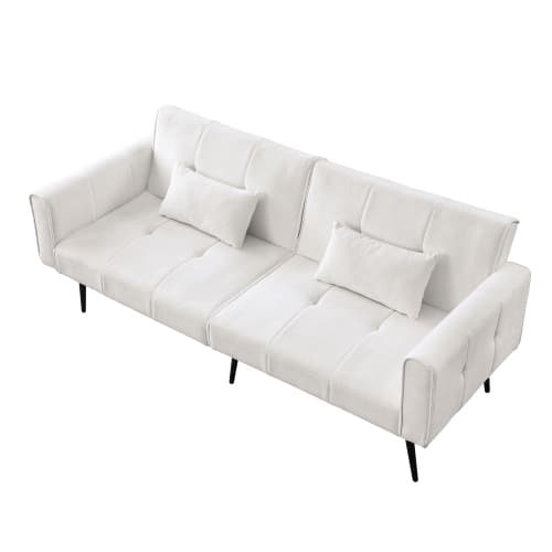 Futon Sovesofa 173 cm, Moderne & Konvertibel som Sofa og Seng, Ideel til Små Rum & Stuer White