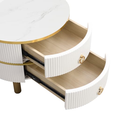Komplett set soffbord + sidobord – kombination, 45 cm & 40 cm höjd – låda ingår White