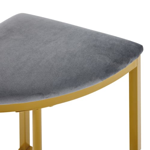 Modern matgrupp, 1 bord + 4 stolar, lyxig design med guldram & sammetsstolar, grå White+gray