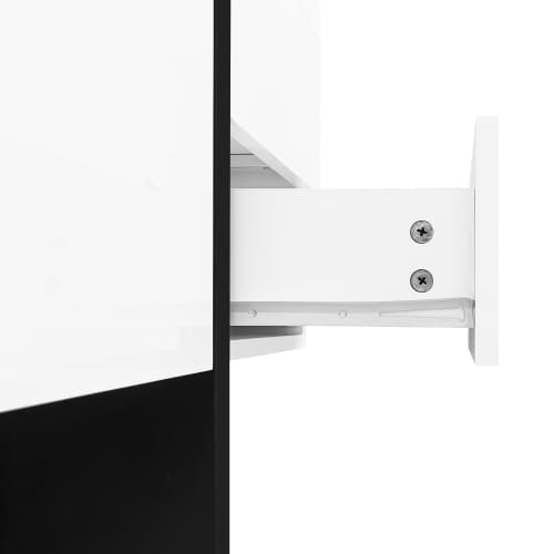 Högblank vit skänk (2 dörrar + 4 lådor) – enkel inredning i modern design – lättskött White+Black