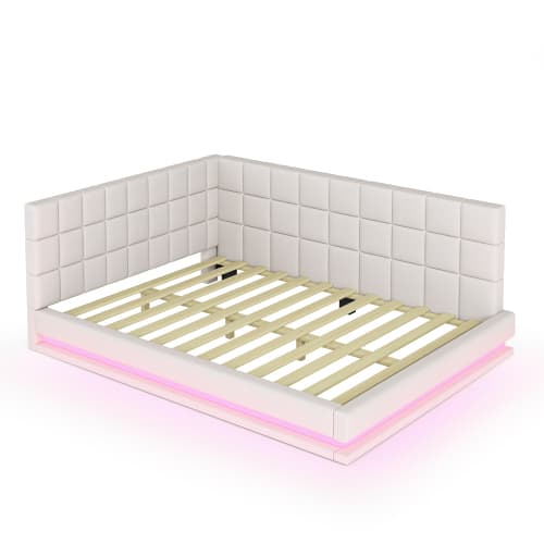Dubbel bäddsoffa 140x200 - med LED & USB | Multifunktionssäng | Inkl. badkarshylla Beige