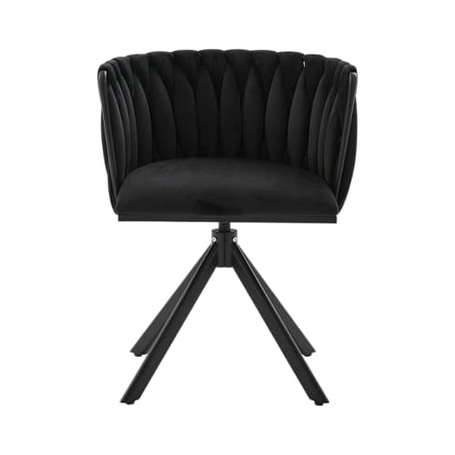 Sammet fåtölj set om 2 med 180° svängfunktion - kraftig ram, ergonomisk, sammetslen Black