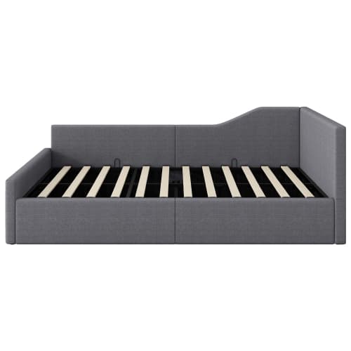 Vadderad dagsbädd 140x200cm grå – Med praktisk förvaring under sängen, modern bäddsoffa med komfortfunktioner Gray