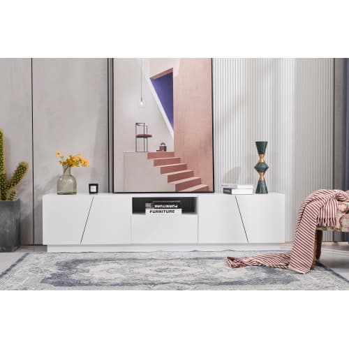 Modernt TV-skåp 170 cm. Diagonal patchwork-stil. White