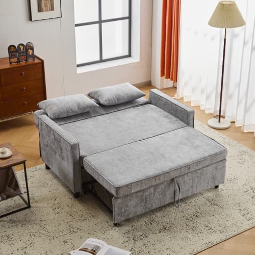 Premium bäddsoffa med sovfunktion – tvåsits med justerbart ryggstöd och högkvalitativt Chenille-överdrag Antique Gray