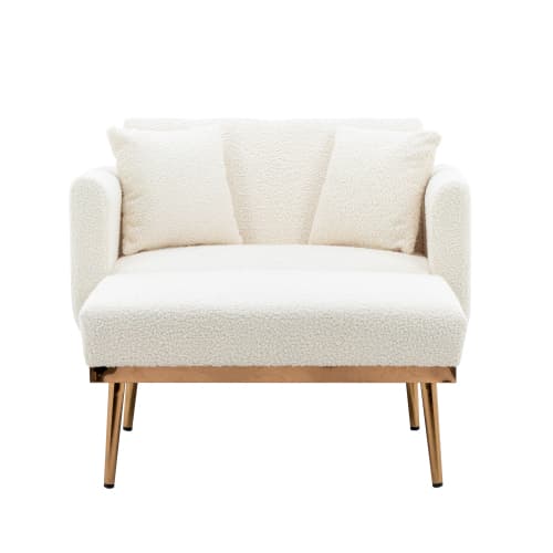 Beige Relaxfåtölj – justerbar hopfällbar stol för vardagsrum/sovrum, ergonomisk, 150° lutning White Teddy