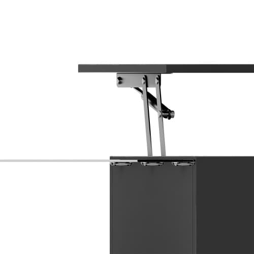 【Sofabord højglans sort】 Med LED-belysning & glasplade, moderne sidebord med opbevaringsplads Black