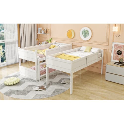 Trippelrum säng 90x200 cm | Säkerhetsstaket | Spjälsäng i vitt White