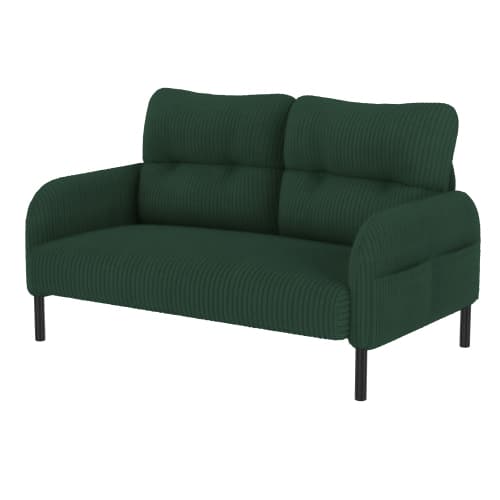 Sladd 3-set smaragdgrön - 2-sits soffa + fåtölj + pall med sidoficka - stålrör & extra mjuk klädsel - modulär med djupt säte Emerald