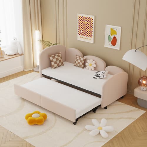 SOFTSEA Bäddsoffa med förvaring och sittdyna - Modern soffa för vardagsrum och barnrum Pink