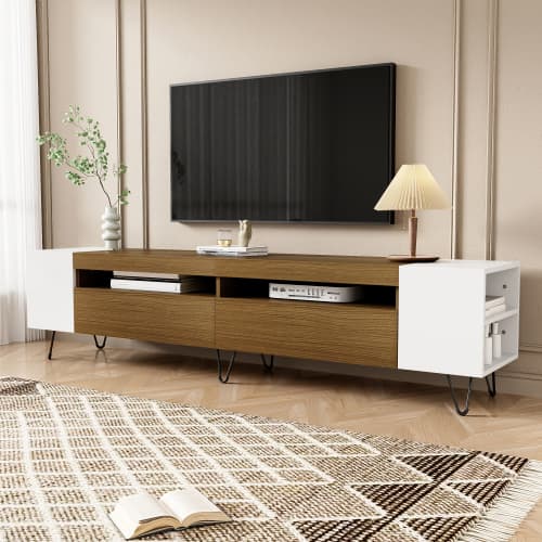 Modernt TV-skåp, vit och träoptik – längd 180 cm White