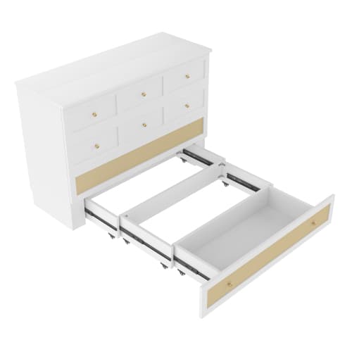 Murphy seng 140x200cm med skuffer og hylde, inkl. USB/stik, konvertibel platformseng uden madras, hvid white