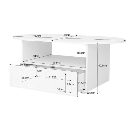 Molnigt soffbord med lådor – Modern design för ditt vardagsrum White
