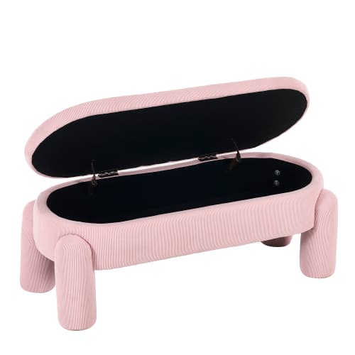 Modern förvaringsrum med förvaring - Elegant bänk i rosa - Chenillematerial & massivt trä - För hall, sovrum & vardagsrum Pink