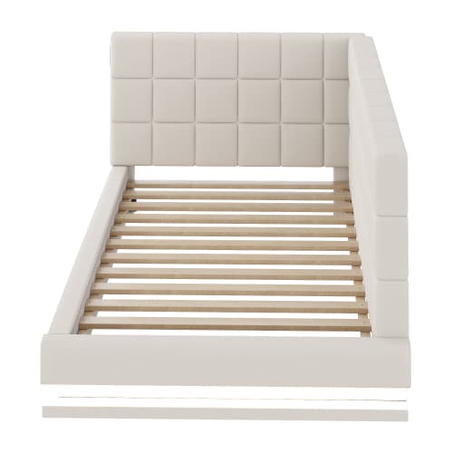 Bäddsoffa 90x200 cm - multifunktion med LED-ljus & USB - Beige sammet - inkl. säng och frukost - bed & breakfast Beige