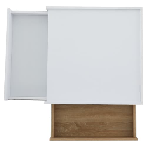 Multifunktionellt bord Vit/Valnöt – 60 cm soffbord med dubbelsäng & förvaringsfack | 360° rotation för flexibelt vardagsrum Natural Walnut