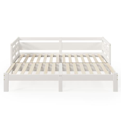 Dagbädd, utdragbar säng, 90*200cm, massiv käke, med 2. Sovmöjlighet och rullbar hjärtformad säng vit White