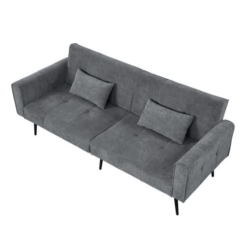 Foldbar sovesofa med justerbart ryglæn, futon som sofa og seng, til lejligheder og små rum Grey