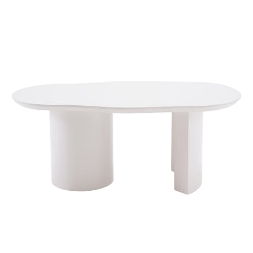 100 cm vitt soffbord - Stabilt MDF-bord med oregelbunden skiva - lackerat, lättskött & hållbart - Elegant böjd design White