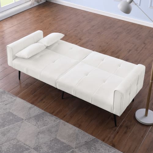 Futon Sovesofa 173 cm, Moderne & Konvertibel som Sofa og Seng, Ideel til Små Rum & Stuer White