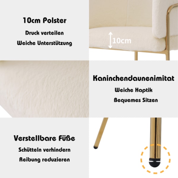 Fritidsstol, enkel, sminkstol, vardagsrum och sovrum, lätt lyx, matrumsstol, med fyra metallben Beige