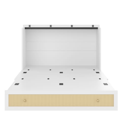 Murphy seng 140x200cm med skuffer og hylde, inkl. USB/stik, konvertibel platformseng uden madras, hvid white