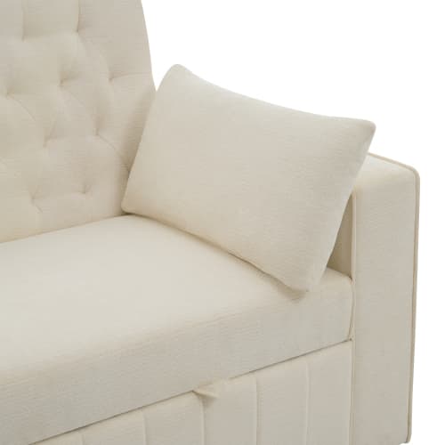 Multifunktionell beige bäddsoffa med förvaringsutrymme - Inkl. USB-laddning, mugghållare & kuddar Beige