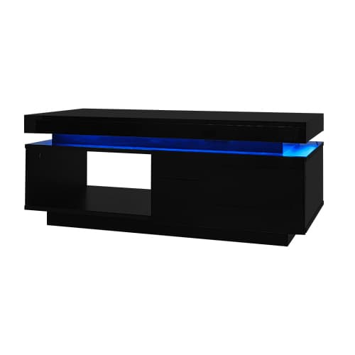 Högblank LED-soffa (100 cm) – Med låda & 50 kg kapacitet – Modernt sidobord Black