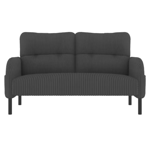 Cord 3-set grå - 2-sits soffa + fåtölj + pall - stålrörsram & extra mjuk klädsel - sittdjup - modulär för vardagsrum Gray