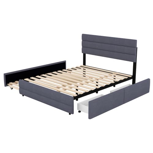 Grå 140x200 plattformssäng – Med 2 lådor & platsmaskin för maximal komfort Grey