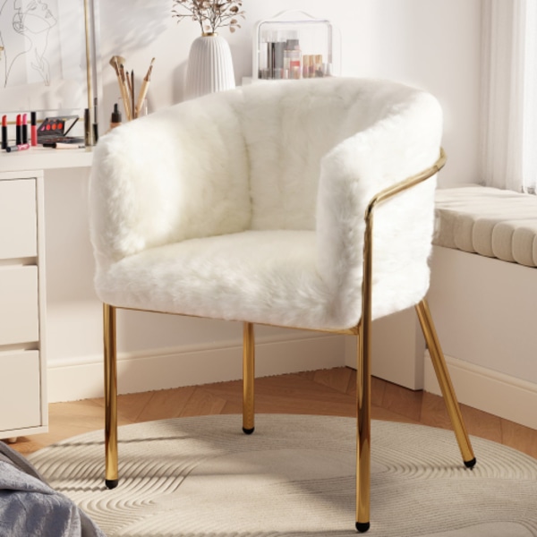 Fritidsstol, enkel, sminkstol, vardagsrum och sovrum, lätt lyx, matrumsstol, med fyra metallben Beige