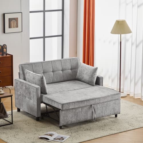 Premium bäddsoffa med sovfunktion – tvåsits med justerbart ryggstöd och högkvalitativt Chenille-överdrag Antique Gray